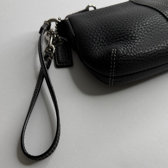 COACH Legacy Black Pebble Leather Wristlet - Picture 4 of 7